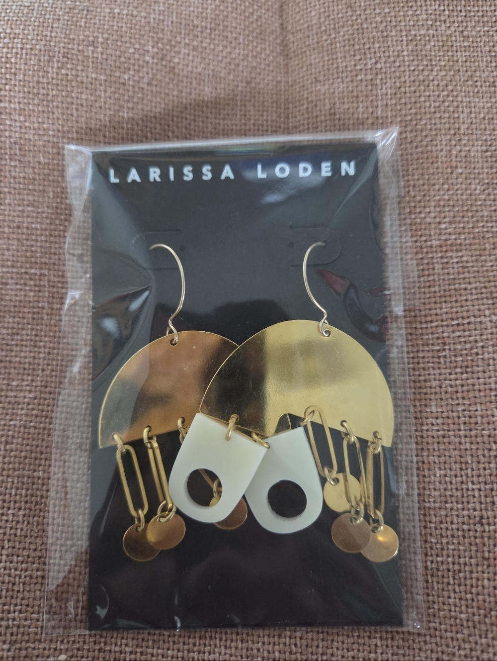 Larissa Loden New Gold and White Statement Earrings